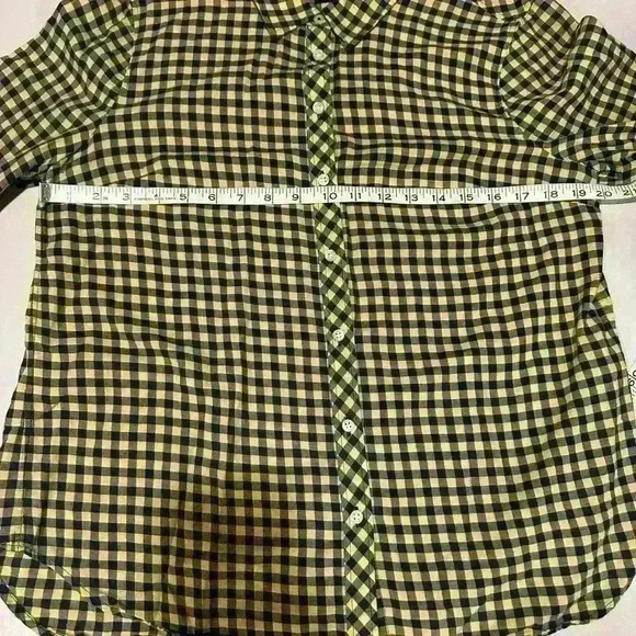 Talbots Blue and Yellow Checked Button Down Shirt Size Medium Petite - Picture 5 of 5